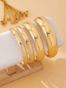 4pcs Fashionable Minimalist Smooth Bangle Bracelets, Suitable For Women's Party, Dinner, Gift