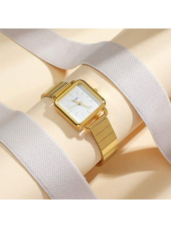 1 stuk minimalistisch elegant quartzhorloge met stalen band met een hoogwaardige uitstraling, geschikt voor verjaardagen, kinderdag en Moederdag.