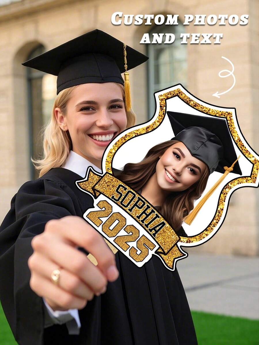 Graduation Face On A Stick 2024, Custom Photo Cardboard Cutout, Big Head Cutouts Customize, Face Fans Heads Cut Out Personalized,1 Pc - Multicolor - View 1
