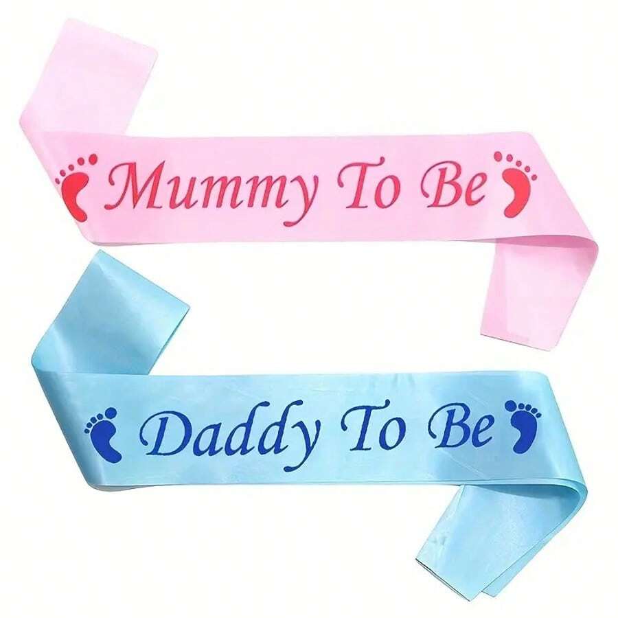 Bộ 2 dây đeo "Mummy To Be" & "Daddy To Be" Baby Shower, Phụ kiện trang trí tiệc cho bé trai bé gái, Thích hợp cho tiệc Baby Shower, Tiết lộ giới tính, Đạo cụ chụp ảnh bầu