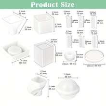 14pcs Epoxy Resin Molds Kit, Large Silicone Resin Molds For UV Resin Casting, Including Sphere, Cube, Pyramid, Square Shape For Coaster Stone & Pendants Casting - 紅白色 - 查看 6