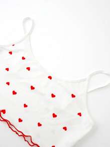 Neuer Frühlings-/Sommer-Lässig, süßer & sexy Trägerhemd und gerippter Herz-Muster Shorts Pyjama-Set, Loungewear, Urlaub