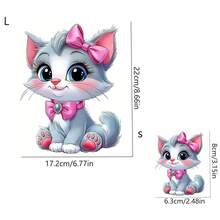 1 件/2 件/3 件迷人大眼猫配粉色蝴蝶结热转印贴纸可水洗贴花适用于 DIY 服装和配饰（适合夹克、牛仔裤、背包） - 彩色 - 查看 3