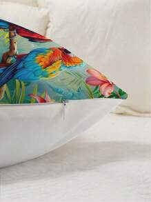 1pc Colorful Bird Printed Cushion Cover, Modern Pillow Case, Single-Sided Print, Without Filler, Suitable For Sofa, Home Decor Pillow Cover