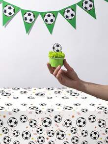 1pc 130*220cm Football Theme PE Tablecloth, Black And White Football Pattern Disposable Waterproof Table Runner, Perfect For Birthday, Holiday Party, Home Events Decoration, Also Suitable For Dining Table, Cabinet, Bar Counter, Gift Table, Room Decoration, Home Decor Tableskirt, Outdoor Camping Picnic Blanket, Easy To Clean, Ideal Party Gift. - Football - View 7