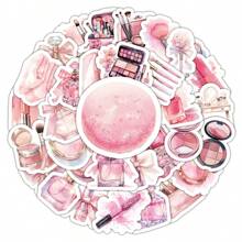 60 peças Adesivos de Maquiagem Rosados e Femininos, Design Não Repetido, Podem ser Aplicados DIY em Cadernos, Laptops, Bagagens, Diários, Artigos para Beber e Outros Projetos de Decoração e DIY