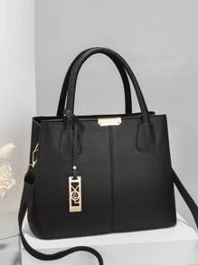 Minimalist Solid Color Women Handbag, Elegant Ladies Dual Handle Shoulder Tote Bag, Fashion Female Work Bag Crossbody Commuter Bag, Pendant Decor Classic Top Handle Shoulder Bag, Mother's Day Gift Suitable For Business Trip/Commute/Work/Office
