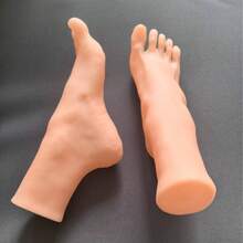 1 Pair Female Fake Foot Model, Soft Lifelike Foot Props Replica - Khaki - View 2