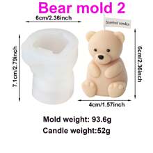 3D Cute Bear Silicone Candle Mold DIY Seated Bear Animal Handmade Candle Mold Soap Gypsum Epoxy Handicraft Making Supplies Creative Gifts Home Decoration Holiday Gifts Candle Making Lovers