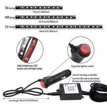 Wisciton Strisce di luci a LED per interni dell'auto, ambiente luci ambientali da 36, 48 o 72 LED, RGB, decorative, con connettore USB e sigaretta, luci per l'ambiente interno dell'auto