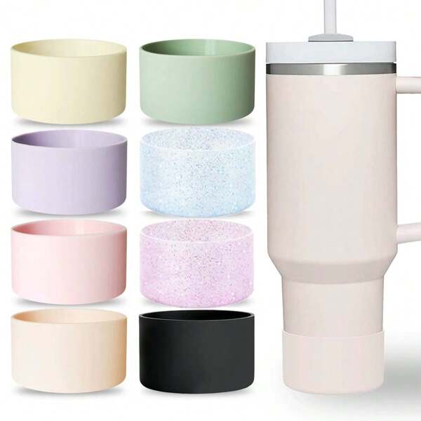 1 Peça Capa de Silicone para Copo, Protetor de Bottom Rosa Glitter, Compatível com Copo Térmico de 20-40oz e 12-24oz, Acessórios de Capa Antiderrapante para Garrafa de Água Esportiva
