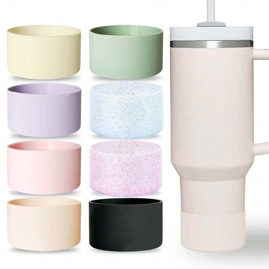 1 Peça Capa de Silicone para Copo, Protetor de Bottom Rosa Glitter, Compatível com Copo Térmico de 20-40oz e 12-24oz, Acessórios de Capa Antiderrapante para Garrafa de Água Esportiva