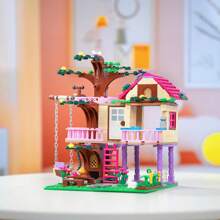 Traum Stadt Freundschaftsbaum Haus Prinzessinnenschloss Schaukel Bausteine Straßenansicht Serie Haus Ziegel Modellbausatz Spielzeug Geschenk