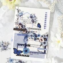 20 Sheets Floral Dream Sticker Book - Dual-Material PET & Washi Stickers, Vibrant Flower Designs For DIY Journal, Scrapbook, Laptop, Water Bottle & Skateboard, Matte Finish, Self-Adhesive, Scrapbook Stickers