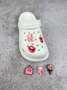 2025 Summer New Fashion Lightweight Plus Size Women Jelly Shoes, Pink Cartoon Pattern Design, Breathable Sandals With Removable Flower Decor, DIY Combination Beach Slippers (Size Runs Small, Please Choose 1 Or 2 Sizes Larger)