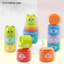 Tazas apilables educativas para niños de colores aleatorios, juguete torre arcoíris para niños, tazas apilables de anillos para niños, juguetes de playa, regalos de festivales, regalos de cumpleaños (color aleatorio)