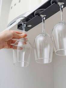 1 件无孔家用实用厨房酒杯架酒杯悬挂式无孔玻璃高脚杯倒置架，餐厅酒柜配件储物架，适用于厨房、酒店、派对、餐厅、...