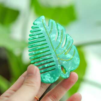 1pc Green Acetate Comb, Wide Toothed Comb, Mini Size, Styling Tool Comb, Suitable For Curly, Thick, Long, Wet Hair