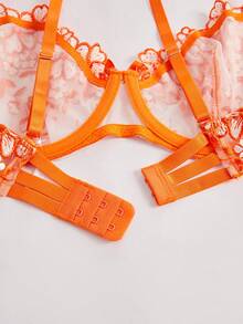 Halloween Style Sexy Transparent Floral Lace Lingerie Set For Women, Exquisitely Designed With Soft And Skin-Friendly Fabric, Available In 8 Vibrant Colors To Choose From. - 橘色 - 查看 4