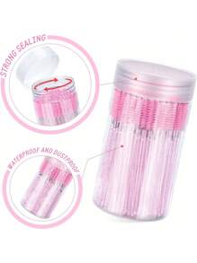 100PCS Eyelash Brushes, Mascara Wands With Container, Bendable Disposable Eyebrow Spoolies, Lash Brush For Lash Extensions, Eyebrow Spoolie, Castor Oil Brushes (Crystal Pink)