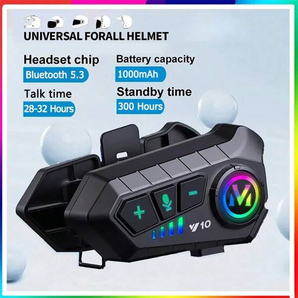Motorradhelm Bluetooth Headset Y10 1000 mAh extrem lange Standby-Zeit kabellos Freisprecheinrichtung wasserdicht Motorrad Ohrhörer mit weichem/hartem Mikrofon