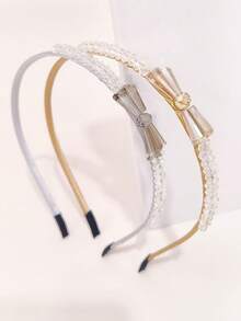 1 件女士防滑水晶钻蝴蝶结优雅头带，复古甜美春夏，发带，发箍头带 - 彩色 - 查看 2