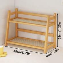 1件装竹制厨房收纳架，可折叠台面整理架，小型家用多功能收纳架/杯架，茶水咖啡吧台架，圣诞礼物，房间装饰摆件