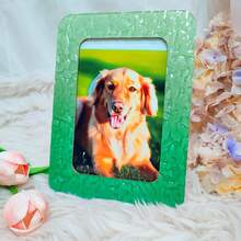 1pc Acrylic Photo Frame With Wood Base, Holds 4x6 Inch Photo, Home Decor Photo Frame For Living Room - Multicolor - View 2