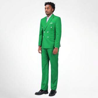 CLOUDSTYLE Men Button Front Blazer & Tailored Trousers