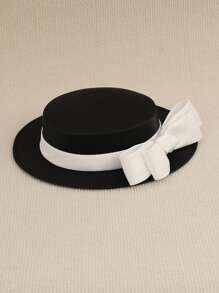 Women's Elegant Church Hat, French Fashion Hat, Bridal Mini Hat, British Style Hat, Lady's Fascinator Hat, Retro Hat, Bow Hat, Birthday Party Headdress, Party Dress Hat, Black Hat, Racing Hat, Formal Dress Hat, Large Hat