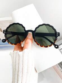 1pc Retro Round Floral Frame Fashion Glasses/Clear Lens Unisex Outdoor Beach Party Eyewear - Multicolor - View 19