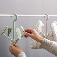 Colgador de zapatos de doble gancho creativo a prueba de viento para balcón, colgador de zapatos multifuncional, gancho colgador de zapatos