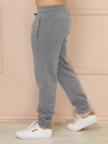 Men's Sweatpants / Zippered Pockets / Elastic Waistband / With Velvet And Thick - 淺灰色 - 查看 5