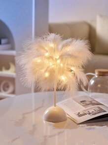 1PC LED Feather Decorative Lights,Warm & Romantic Desk Table Lamp Decor For Bedroom,Battery Powered,Suitable For Gift,A Romantic Fairy Lamp