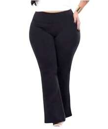 Flare Leggings Plus Size Bell Bottom Thick Ballerina Zero Transparency High Waist - 黑色 - 查看 2