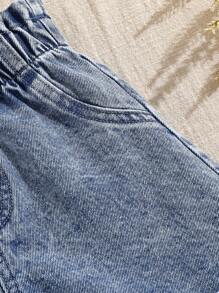Shorts vaqueros blancos informales y lindos con dobladillo fruncido para niña, primavera/verano