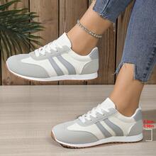 Women's Round Toe Lace Up Casual Sneakers - Grey - View 3