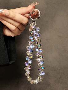 1 件奢华高端水晶手柄链腕带带夹，手机壳钥匙扣包配件，附透明垫 - 淡紫色 - 查看 19