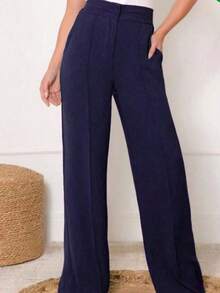 SUNNY FASHION Women's Crepe Duna Pantaloons Trousers - 藏蓝色 - 查看 1