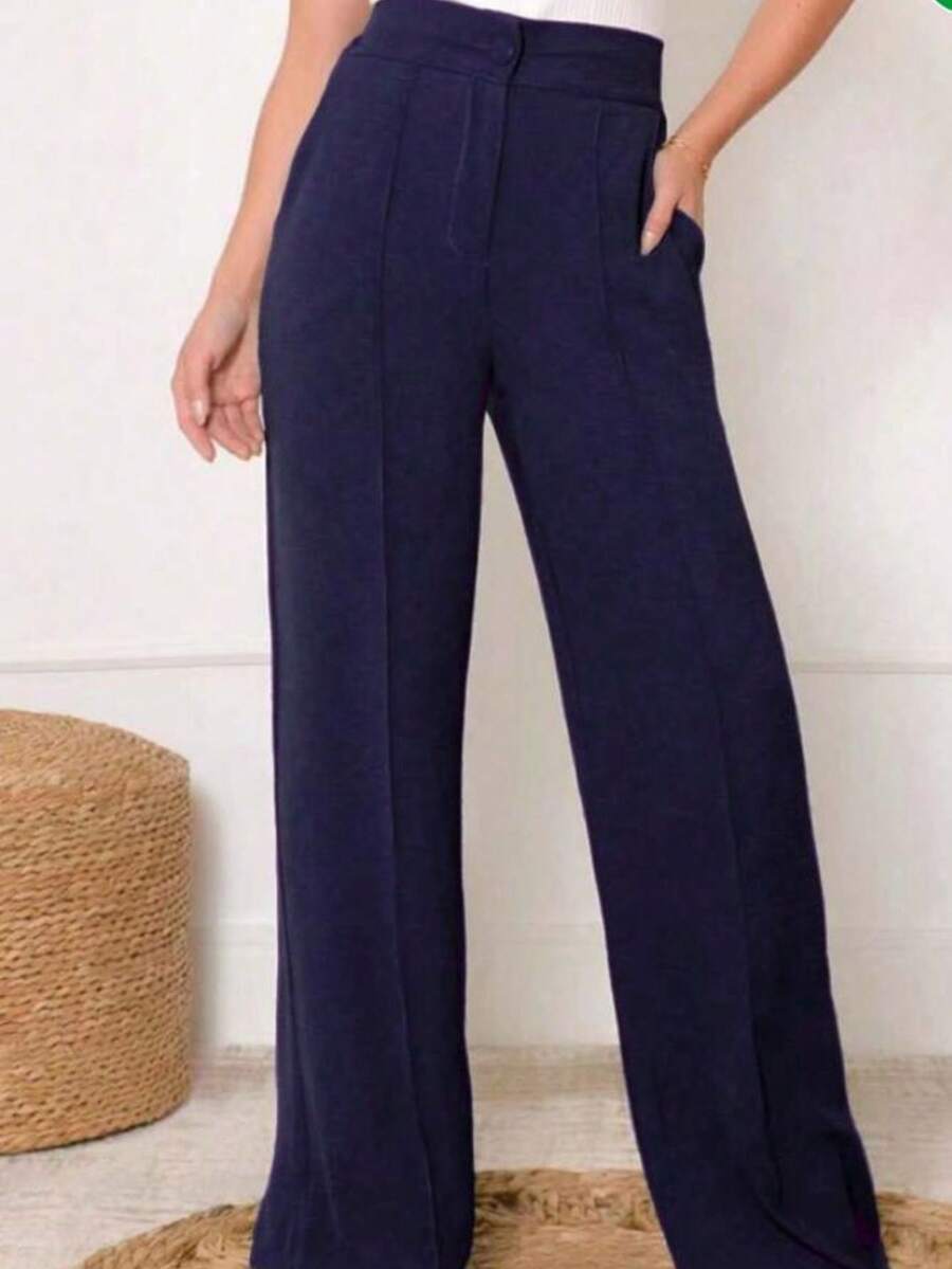 SUNNY FASHION Women's Crepe Duna Pantaloons Trousers - 藏蓝色 - 查看 1
