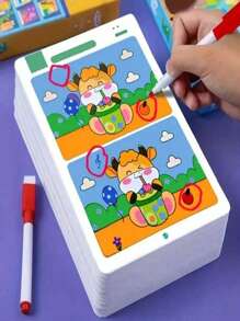 Fun Education Find Trouble Game Card - Enhance Attention And Learning Through Games - Reusable Paper Design Fun Find Different Concentration Thinking Training Cards Kindergarten Board Game Card Enlightenment Diagram (Marking Pen Color Random)Valentine's Day, Easter, Birthday Gifts, 2025 New Year, School Supplies, School Season Gifts