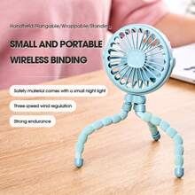 EIGIIS 1 Stück USB aufladbarer Oktopus Ventilator mit flexiblem Stativ, tragbarer, handgehaltener elektrischer Ventilator in Blau, Pink und Schwarz, abnehmbarer 3-stufiger Akku-Ventilator, bessere Kühlung für Auto-Sitz-Reise, perfektes Geschenk für Freunde