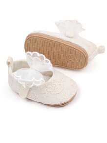 Zapatos para bebé blancos YIBUBU, zapatos de princesa para bebé, zapatos de niña bebé, diseño exquisito con lazo, suela blanda con función antideslizante, zapatos planos para recién nacidos