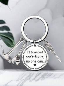 1pc Stainless Steel Keychain - "Nothing Grandpa Can't Fix", Thoughtful Gift