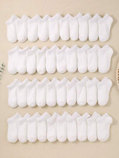 10 أزواج جوارب قارب بيضاء للأطفال، جوارب رياضية أساسية للاستخدام اليومي، مناسبة للأولاد والبنات