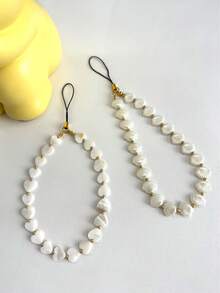 1pc Heart & Seashell Mobile Phone Lanyard, Versatile Phone Neck Strap - White - View 5