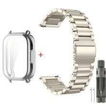 Hülle + Edelstahl Metalarmband kompatibel mit Redmi Watch 5 Active Band, TPU weiche Hülle Bildschirmschutz kompatibel mit Redmi Watch 5 Lite Metallarmband