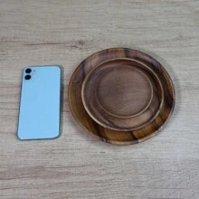 1pc Circular Wooden Tray, Rosewood Design, Fruit/Snack/Condiment Dish, Rustic Style