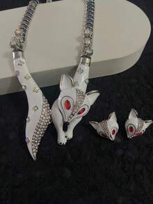 Vintage Fox Ear Stud & Heavy Necklace Set, Creative Personalized Jewelry, European And American Style - Personalized Creative Fox Earrings and Necklace - View 14