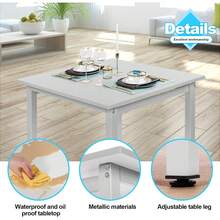 Dining Table And Chairs Set 2/4, Square Kitchen Table Modern Chairs For Dining Room Kitchen - Dining Table With 4 Gray Chairs - View 8